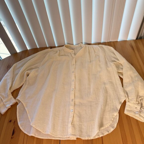 All That Remains Limited Edition Ramie Oversized Cream Button Down Blouse Boho - Picture 6 of 14